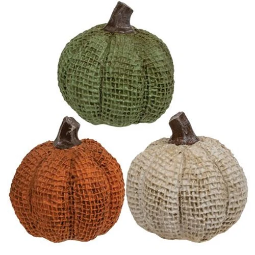 π Set of 3 Autumn in the Air Resin Pumpkin 3.25" H
