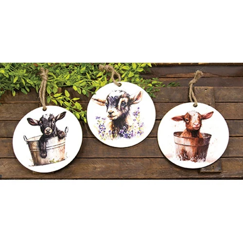 Set of 3 Baby Goat Portrait Round Ornaments - Image 5