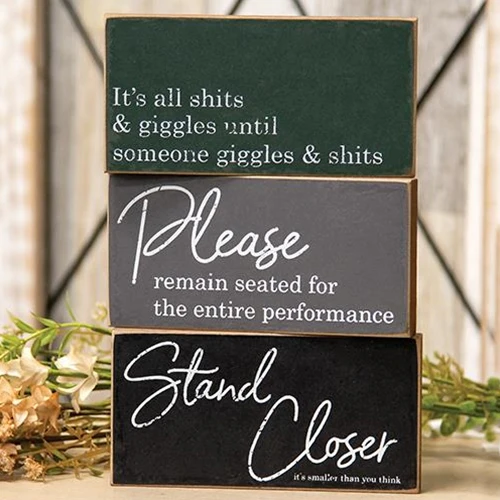 Set of 3 Bathroom Instructions Block Signs