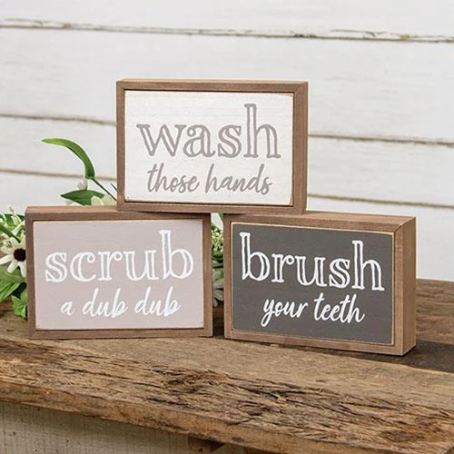 Set of 3 Bathroom Sayings Box Signs - Image 2