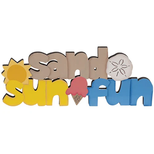 Set of 3 Beach Bum Just Beachy Wooden Word Sitters - Image 2
