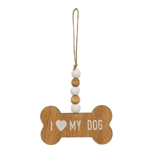 Set of 3 Beaded Bone Ornaments - Dog Mom, Best Friend, I Love My Dog - Image 2