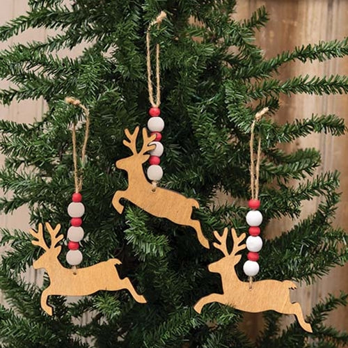Set of 3 Beaded Jumping Reindeer Ornaments - Image 5
