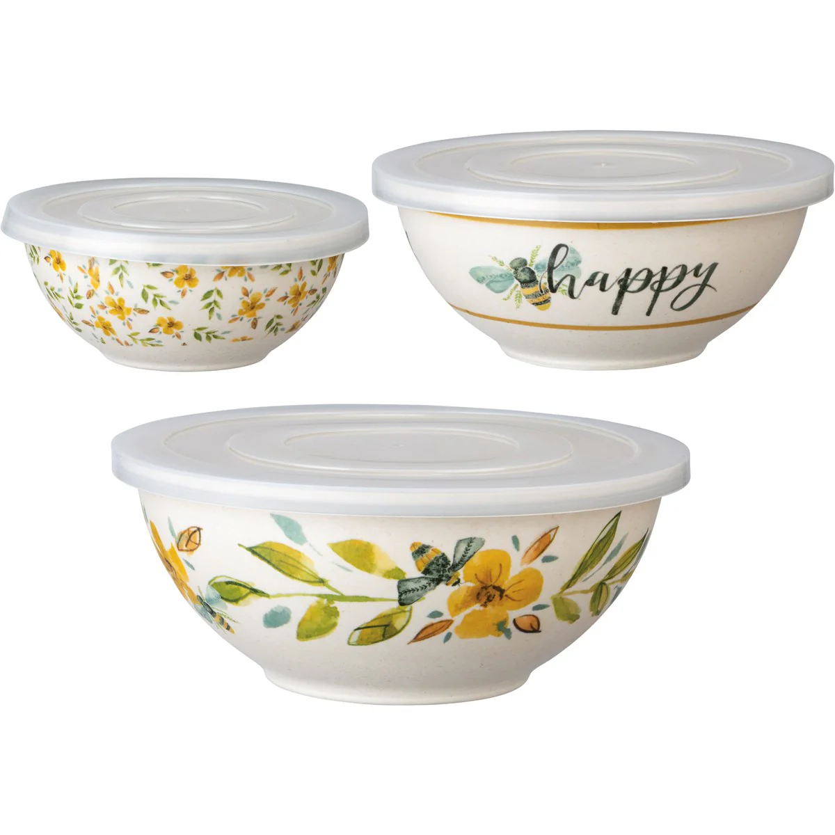 Set of 3 Bee Happy Malamine Bowls