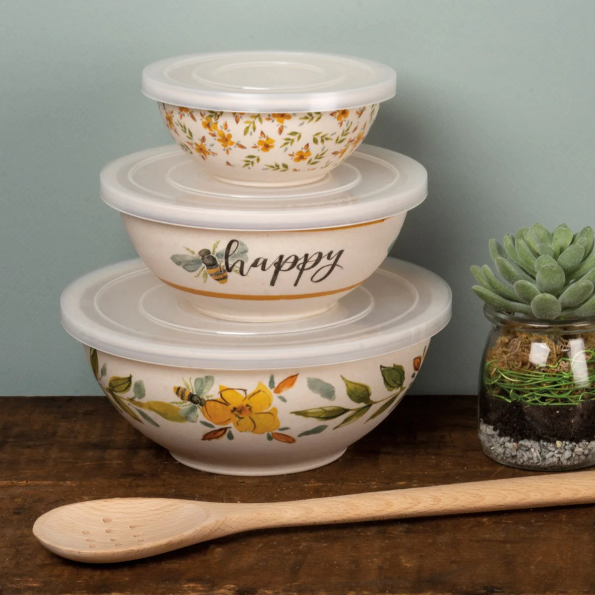 Set of 3 Bee Happy Malamine Bowls - Image 2