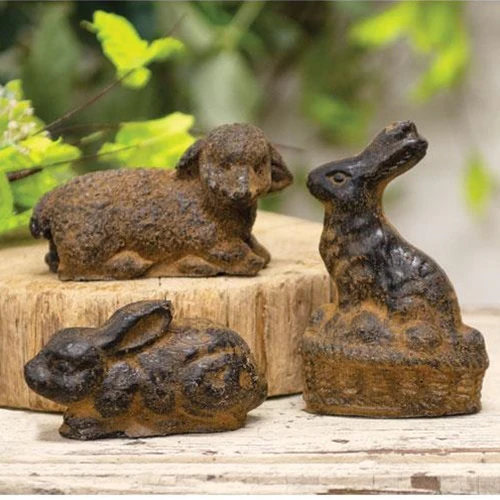 Set of 3 Beeswax Lamb & Bunny Figures