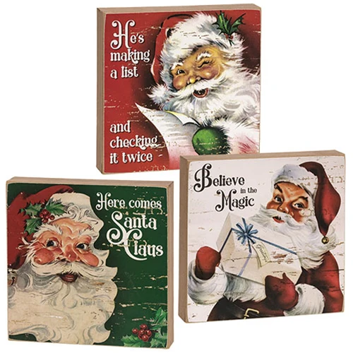 Set of 3 Believe in the Magic Retro Santa Box Signs - Image 2