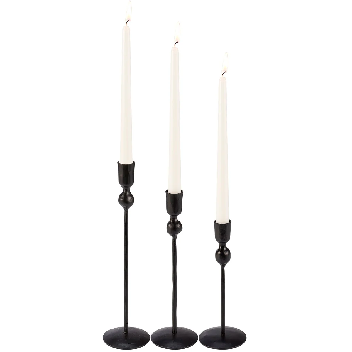 Set of 3 Black Metal Taper Candle Holders - Image 2
