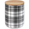 Set of 3 Black Plaid Stoneware Canisters - Image 3