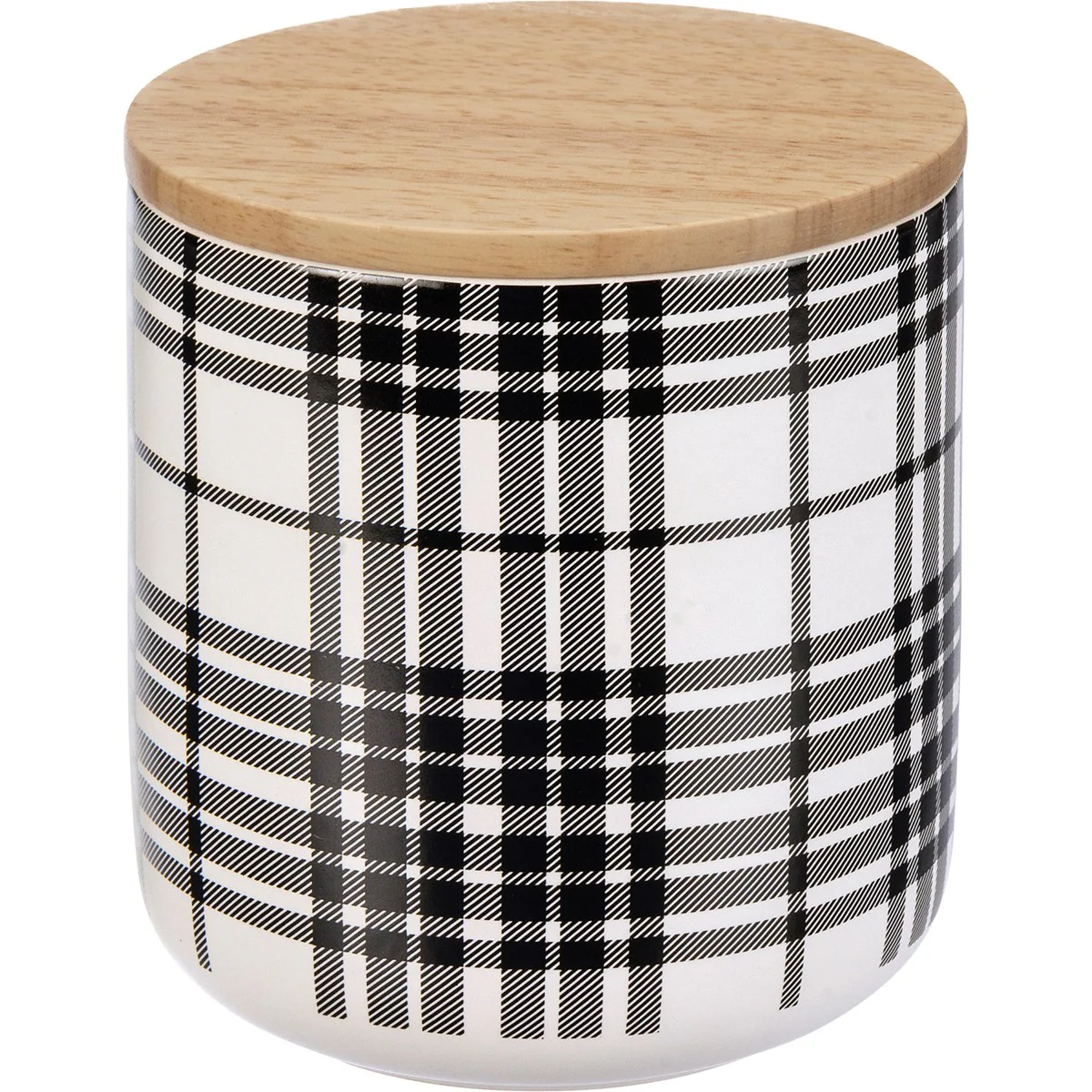 Set of 3 Black Plaid Stoneware Canisters - Image 5