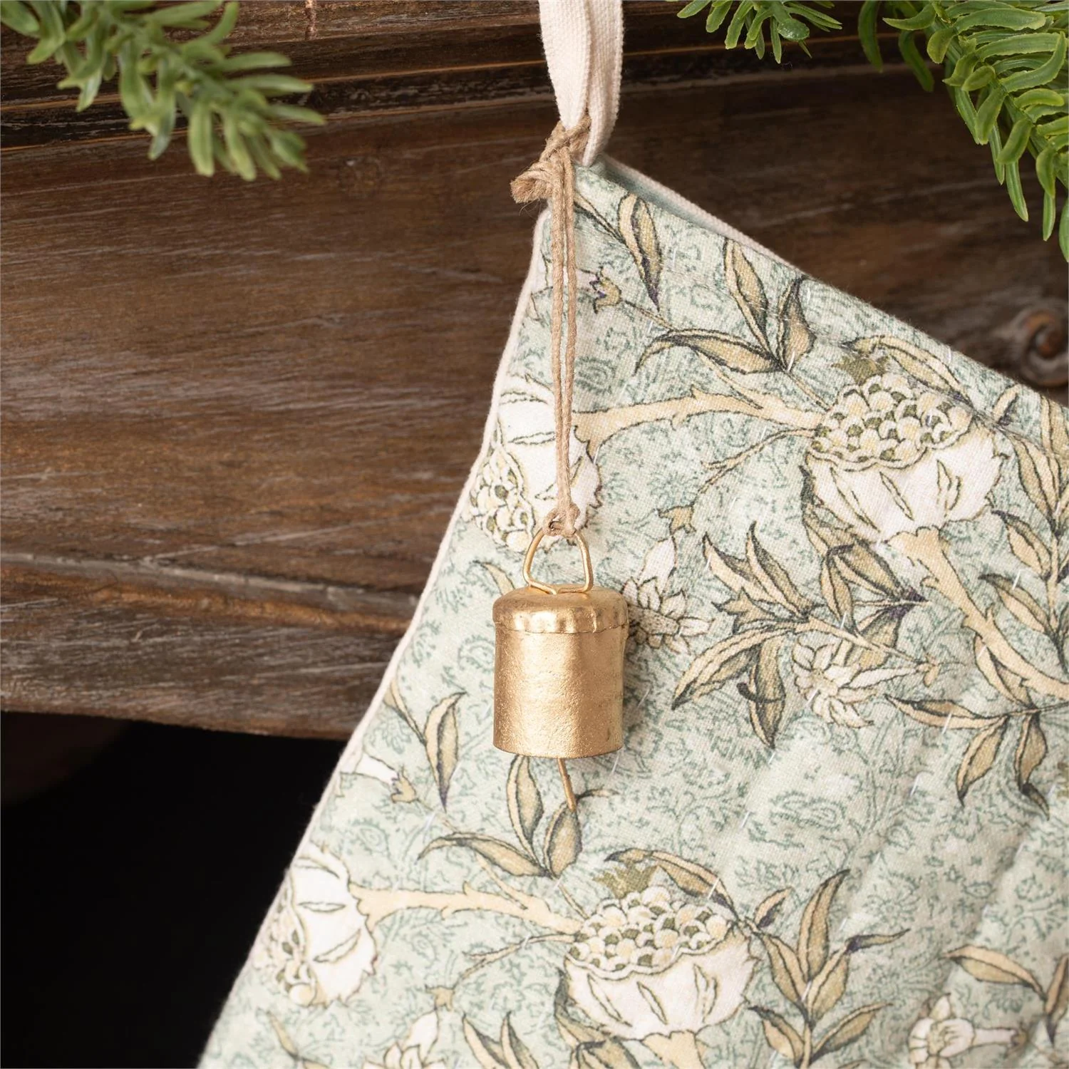 Set of 3 Block Print With Bells Stockings - Image 3