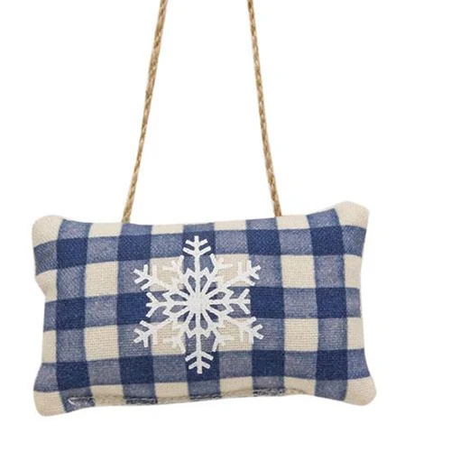 Set of 3 Blue Winter Pillow Ornaments - Image 3