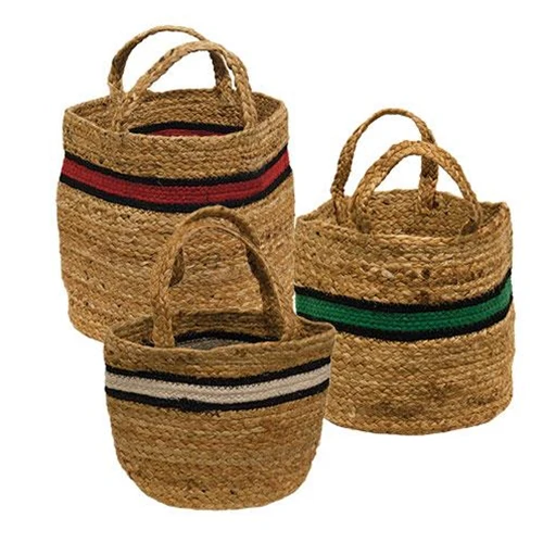 Set of 3 Bold Striped Jute Basket Containers - Image 5