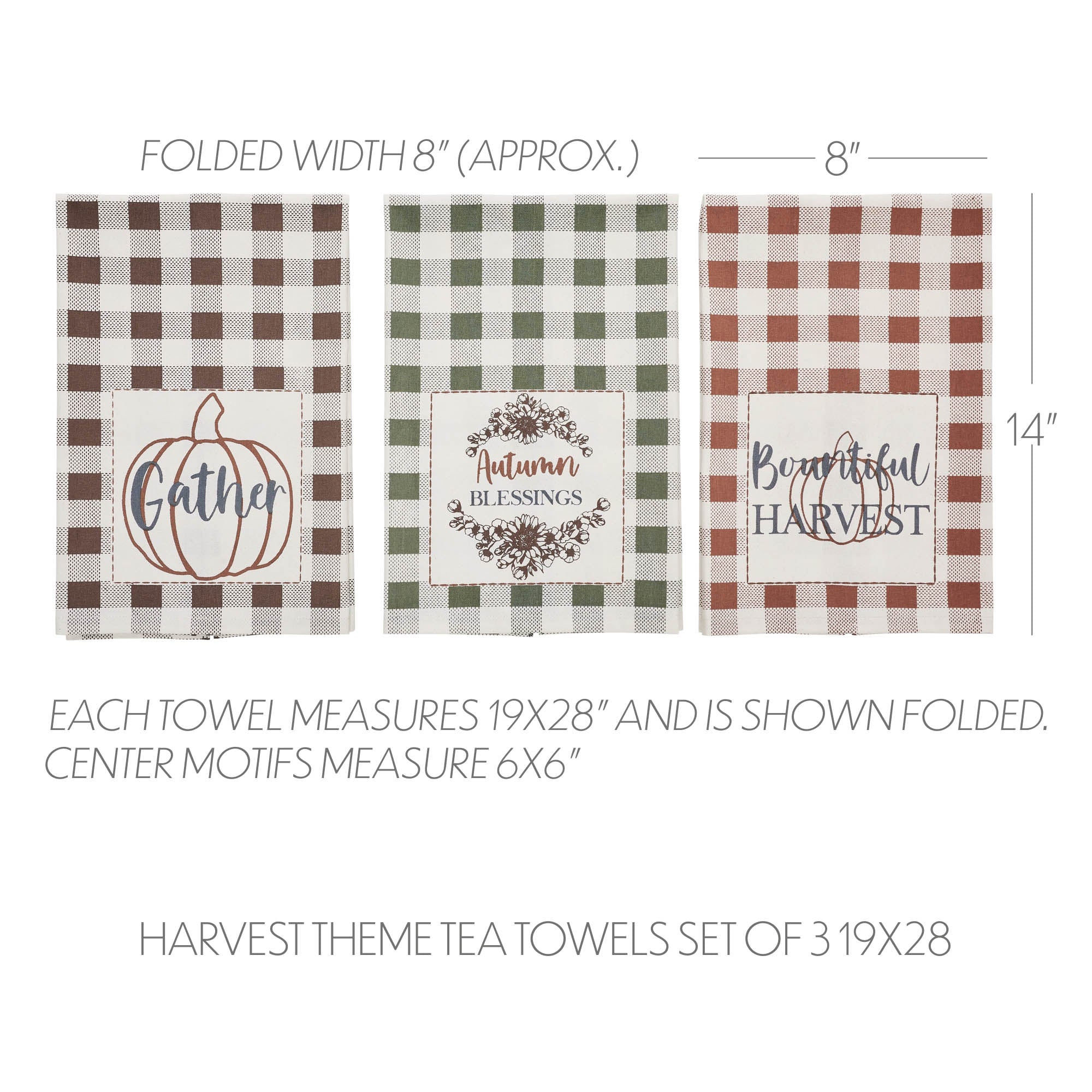 Set of 3 Bountifall Harvest Theme Tea Towels Set of 3 19x28 - Image 3