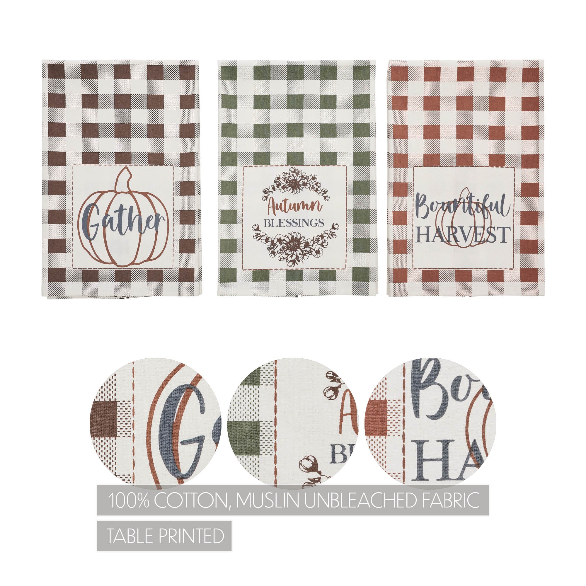 Set of 3 Bountifall Harvest Theme Tea Towels Set of 3 19x28 - Image 4