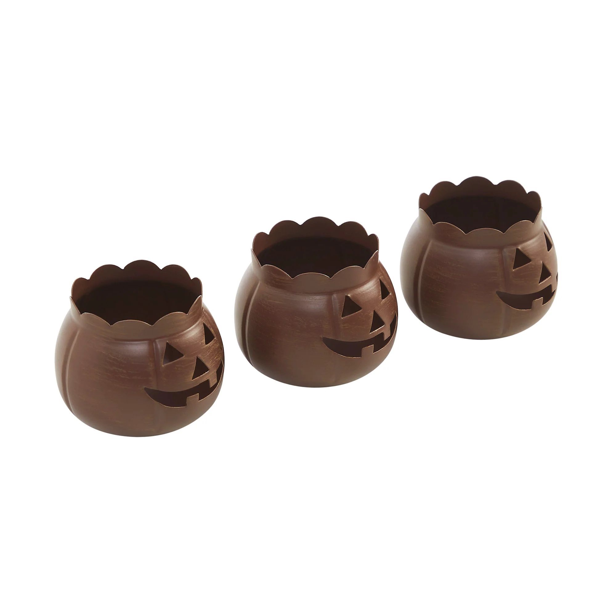 Set of 3 Bronze Jack O Lantern Votive Holders - Image 2