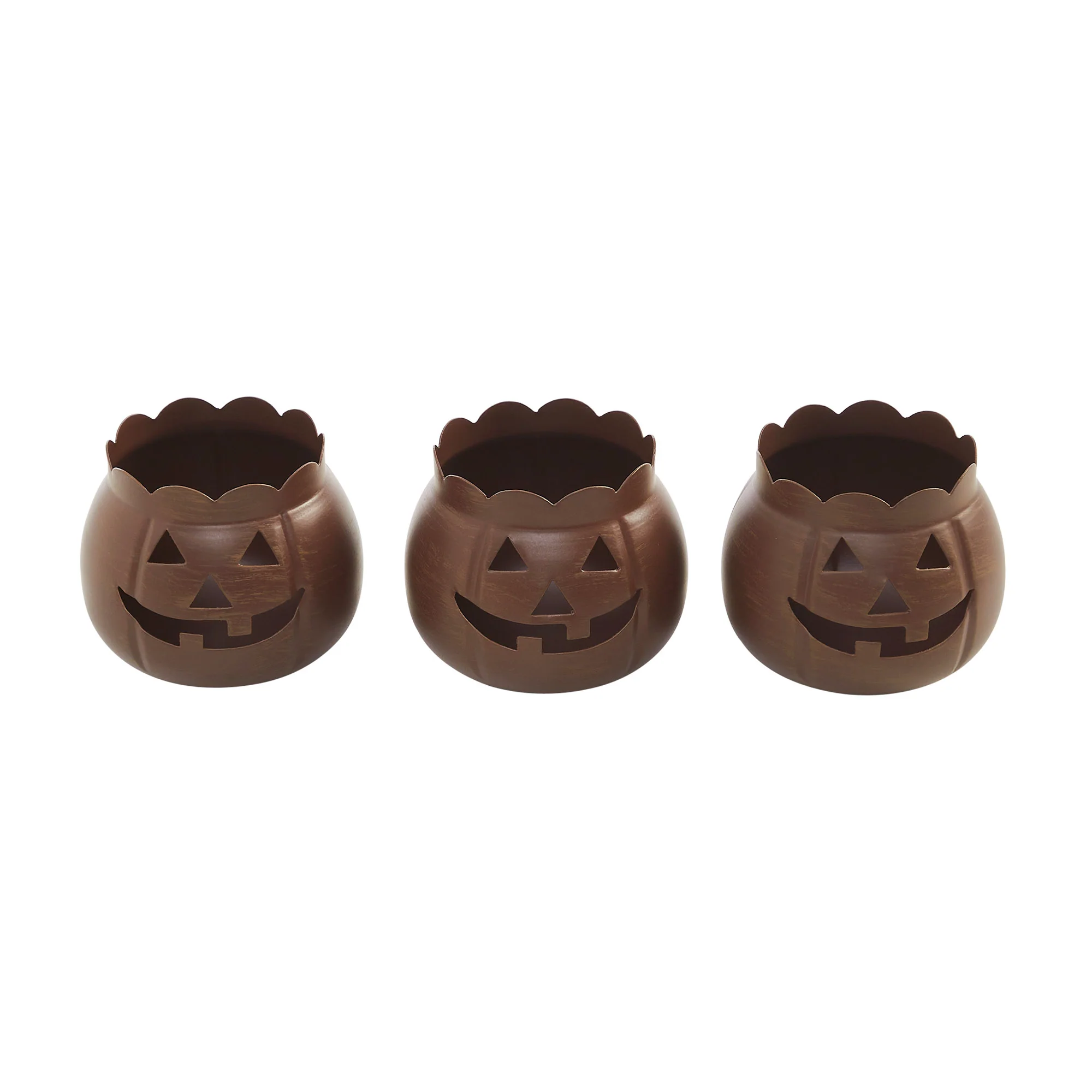 Set of 3 Bronze Jack O Lantern Votive Holders - Image 3