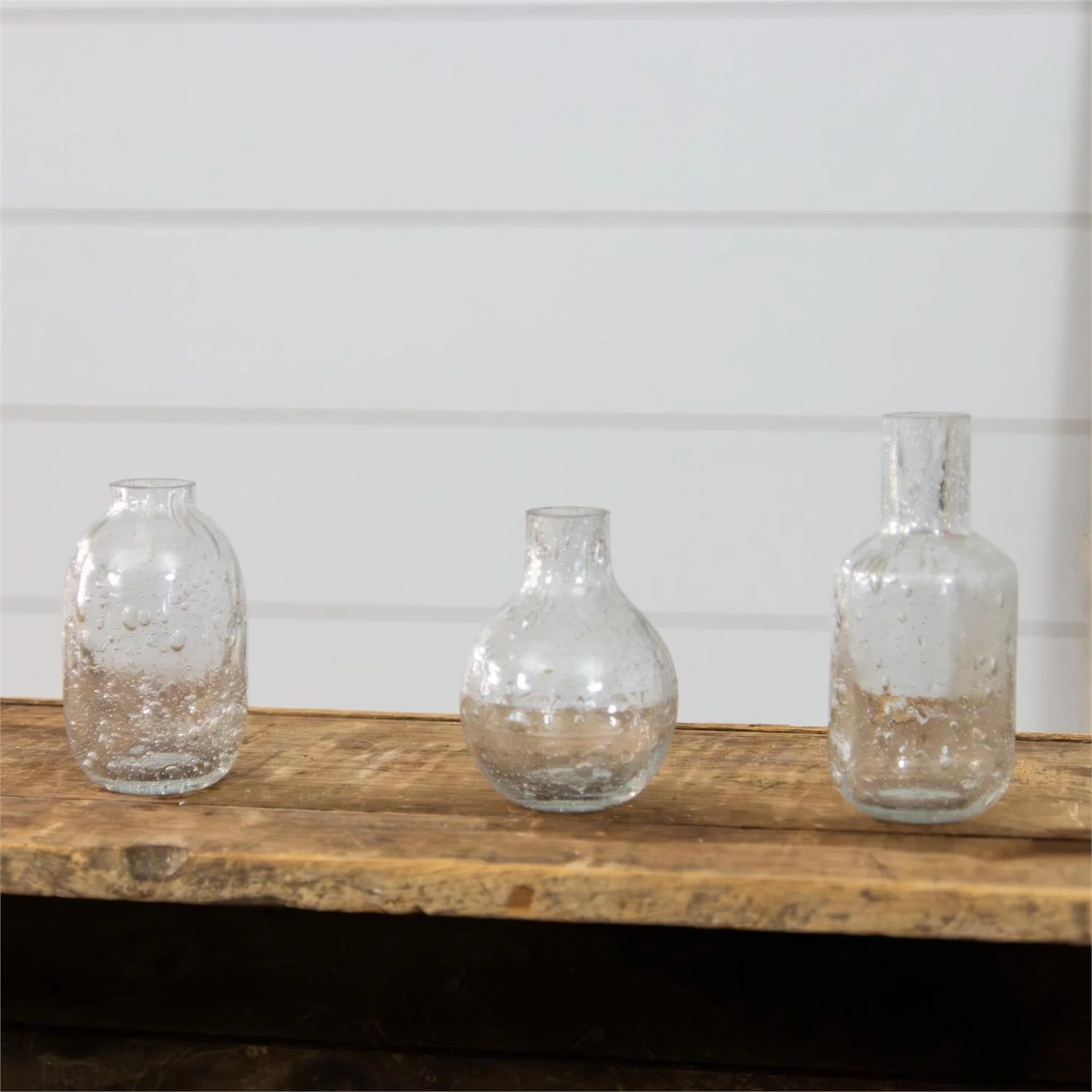 Set of 3 Bubble Clear Glass Small Bud Vases - Image 4
