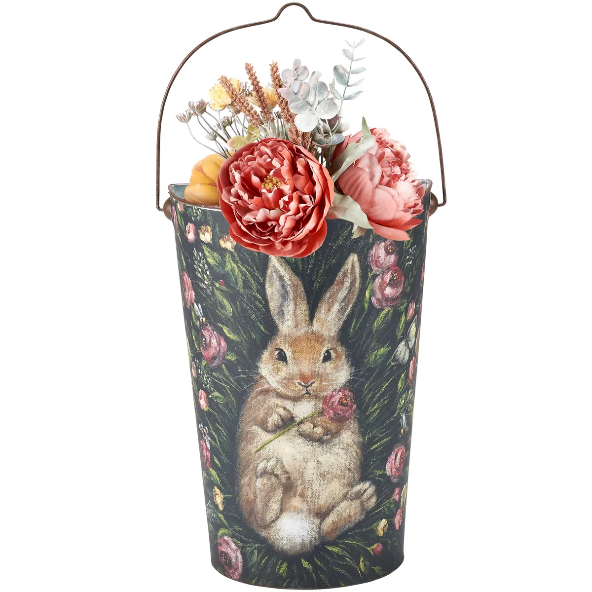 Set of 2 Bunny and Flowers Wall Buckets - Image 4