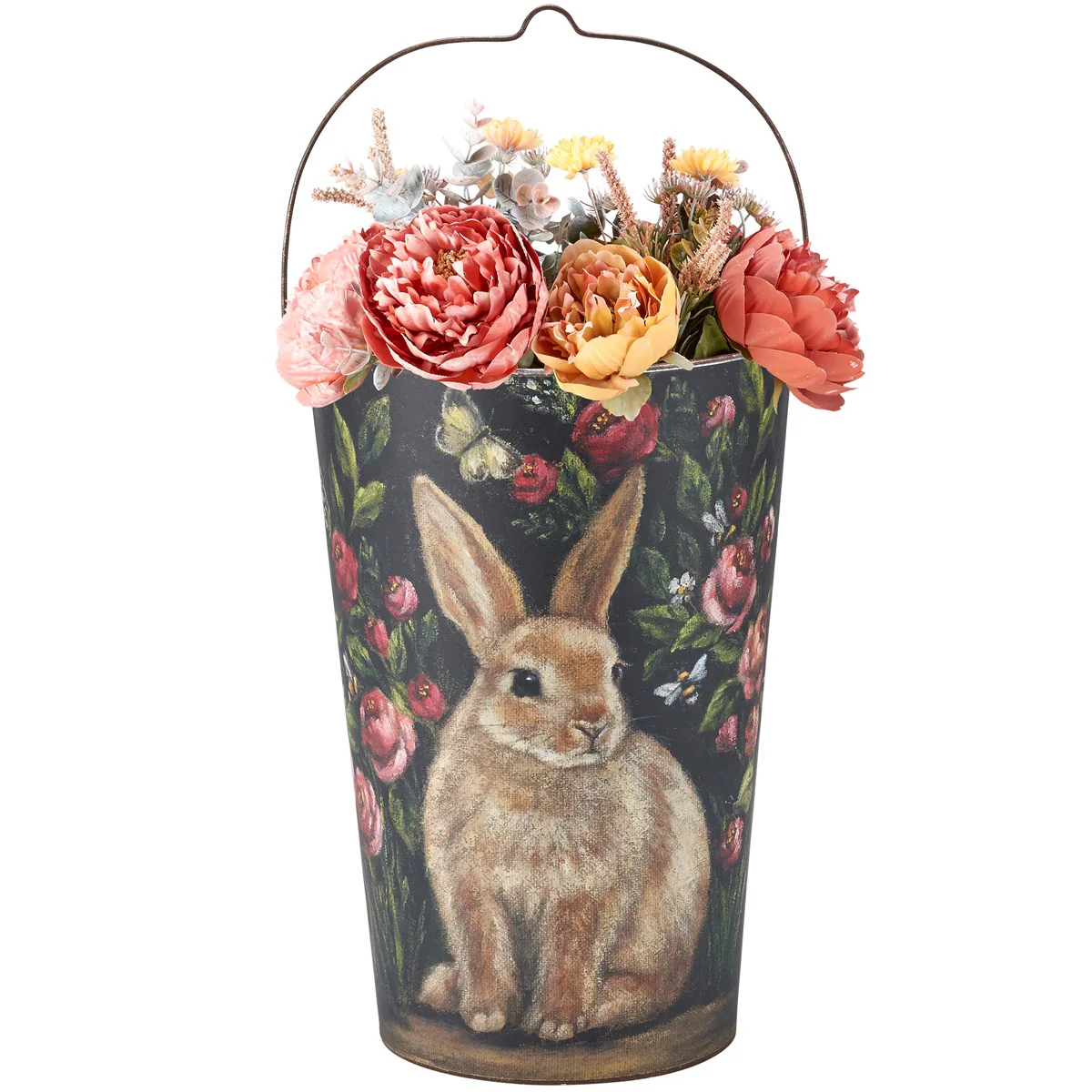Set of 2 Bunny and Flowers Wall Buckets - Image 5