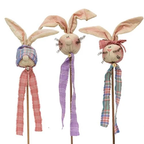 Set of 3 Bunny Head Easter Wands