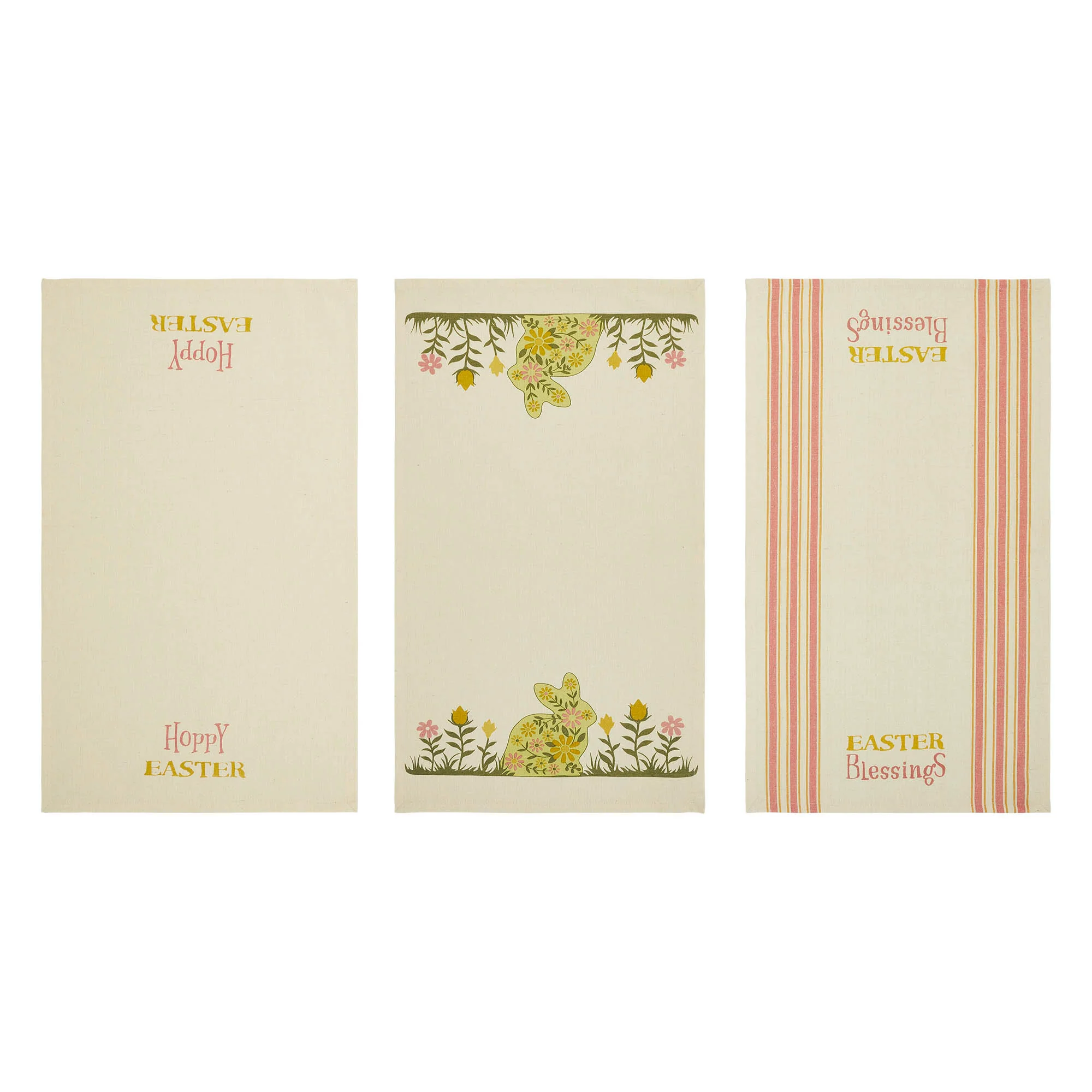 Set of 3 Bunny Hop Floral Bunny & Easter Tea Towels - Image 2