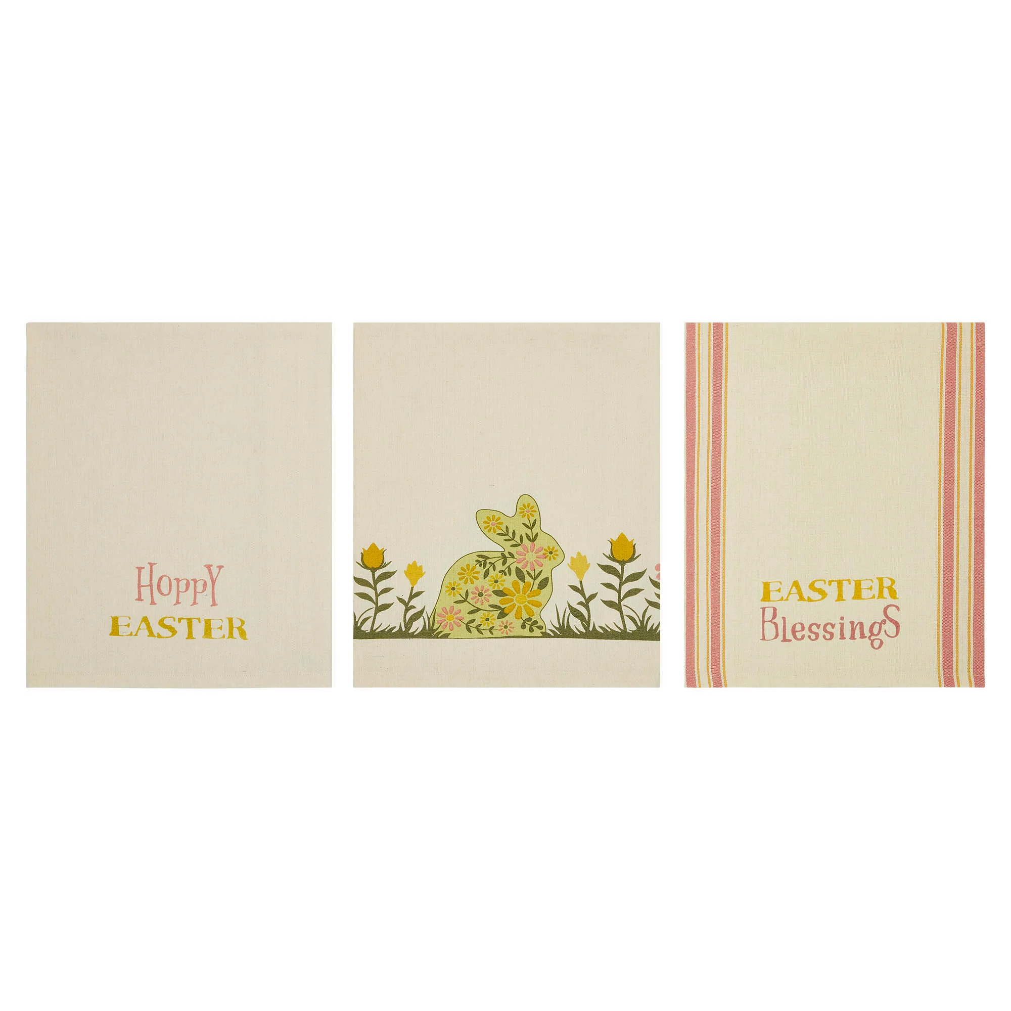 Set of 3 Bunny Hop Floral Bunny & Easter Tea Towels - Image 4