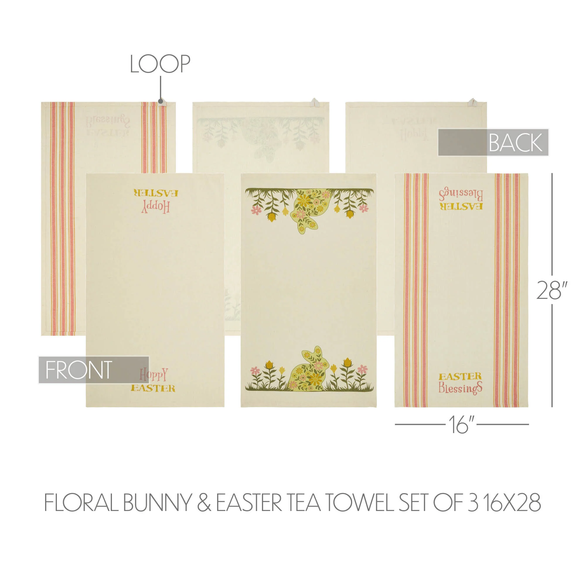 Set of 3 Bunny Hop Floral Bunny & Easter Tea Towels - Image 5