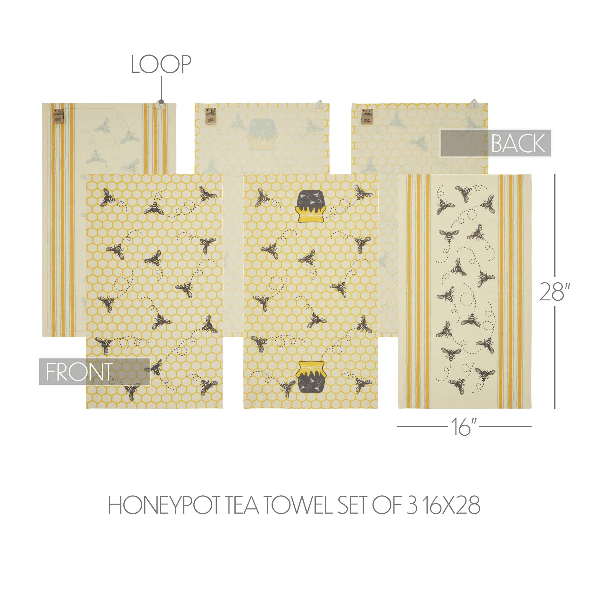 Set of 3 Buzzy Bees Honeypot Tea Towels - Image 5