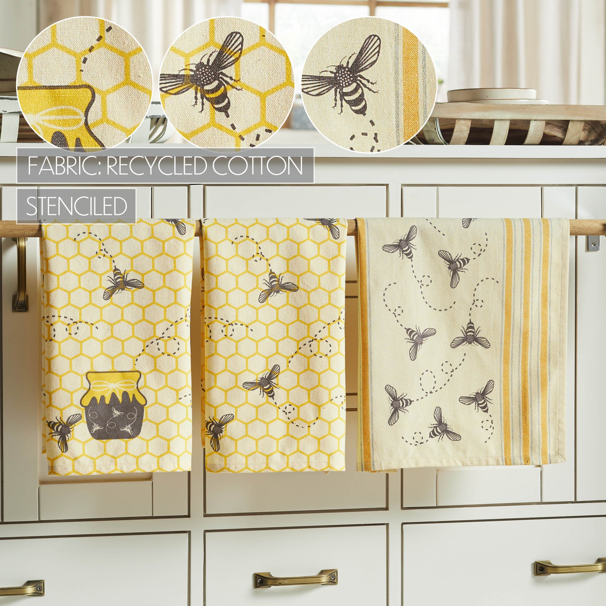 Set of 3 Buzzy Bees Honeypot Tea Towels - Image 6