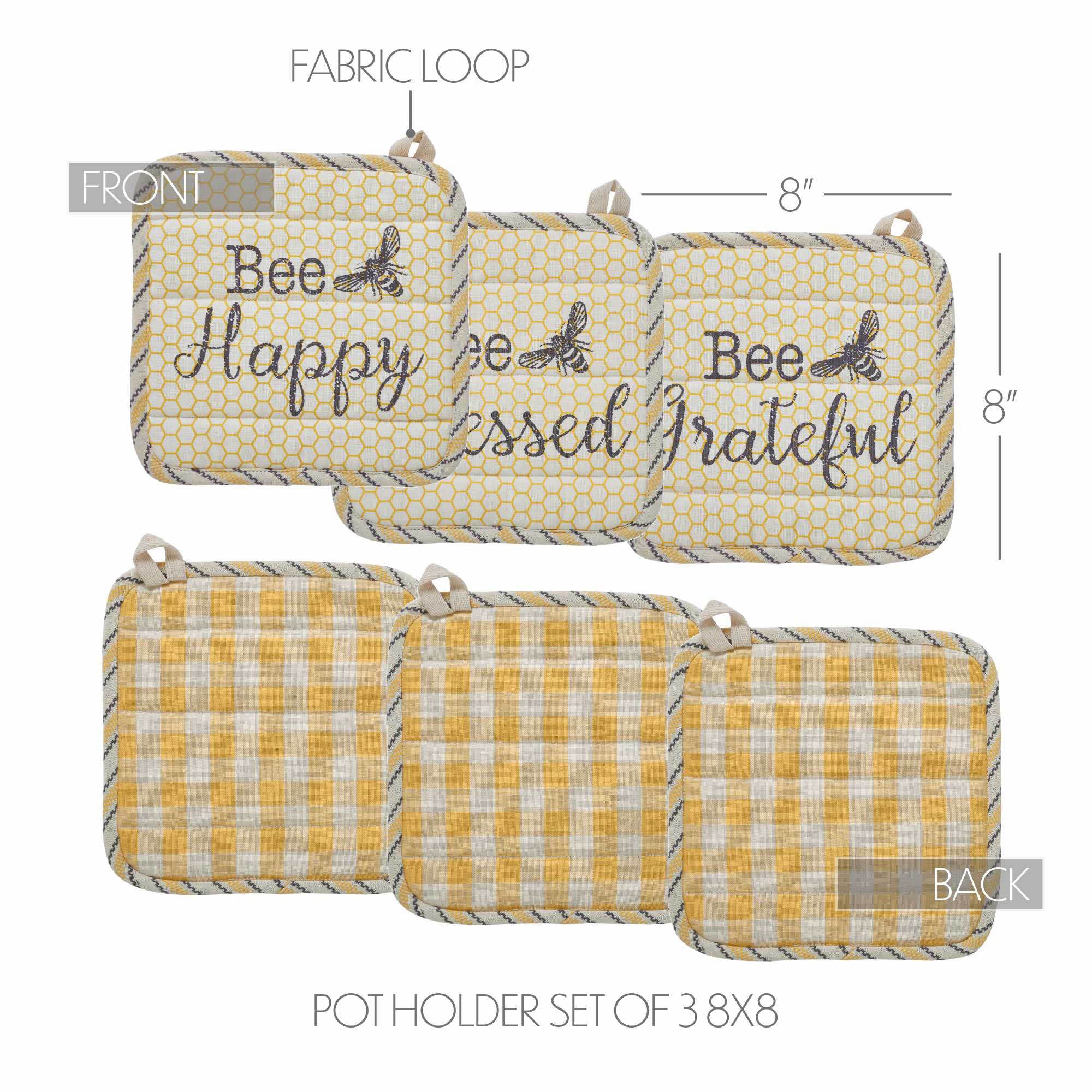 Set of 3 Buzzy Bees Pot Holders - Image 4