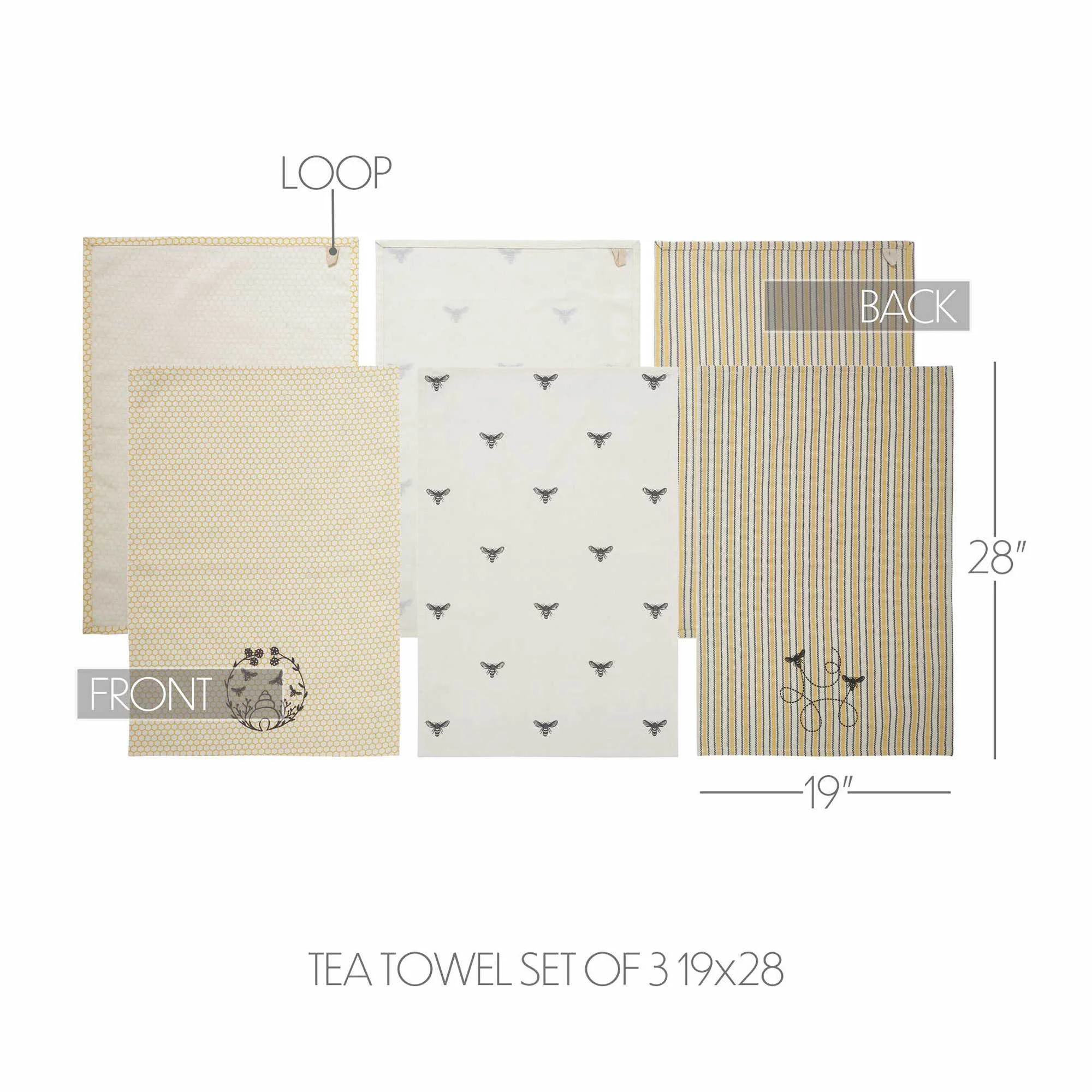 Set of 3 Buzzy Bees Tea Towels - Image 2