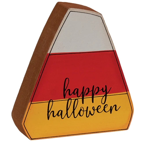 Set of 3 Candy Corn Cat and Ghost Chunky Halloween Sitters - Image 2