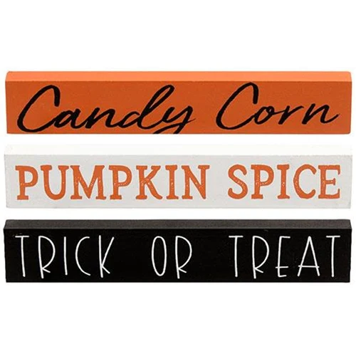 Set of 3 Candy Corn Pumpkin Spice Trick or Treat Mini Sticks - Image 2