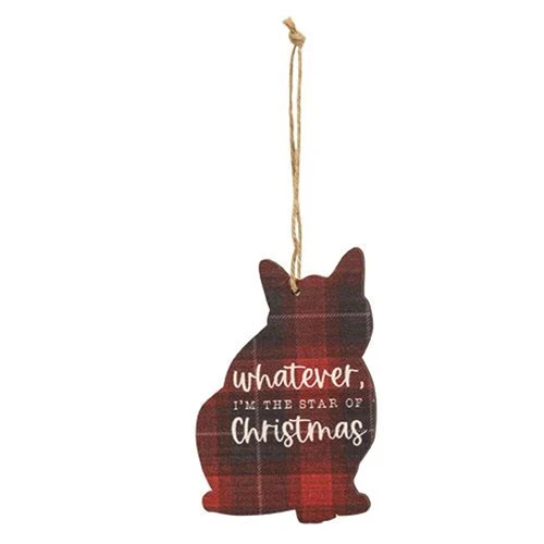💙 Set of 3 Cat Lovers Plaid Ornaments - Image 3