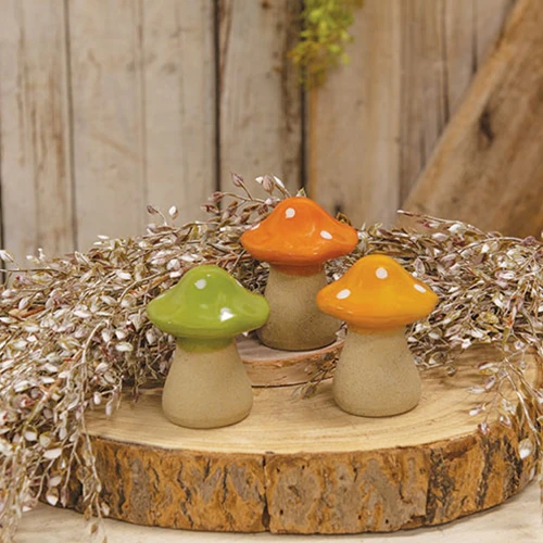 💙 Set of 3 Ceramic Fall Mushroom Figurines. - Image 2