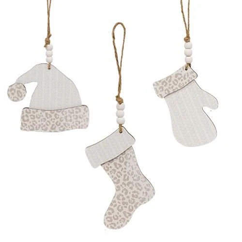 Set of 3 Cheetah Print Winter Clothes Ornaments