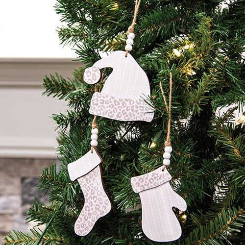 Set of 3 Cheetah Print Winter Clothes Ornaments - Image 5