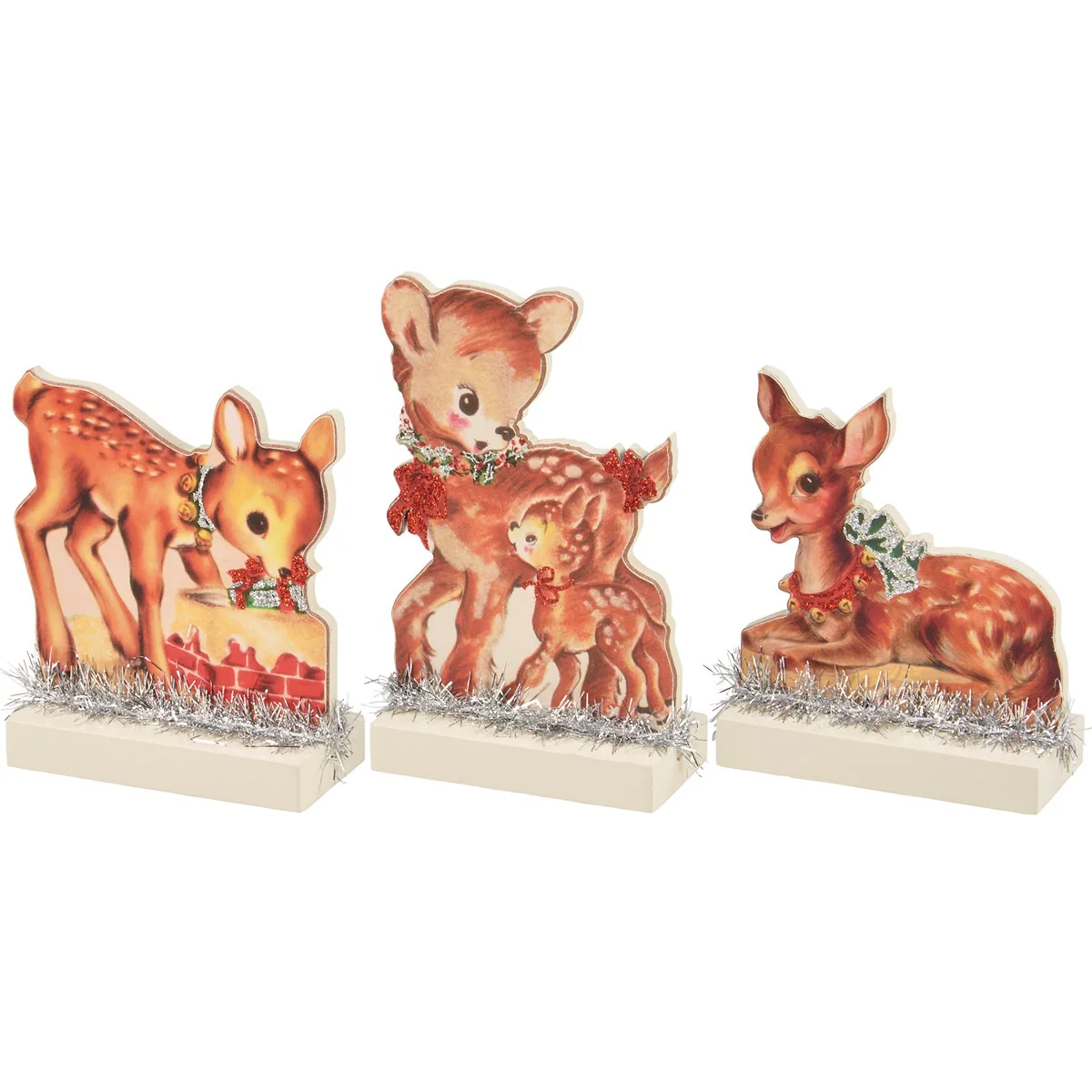 Set of 3 Christmas Nostalgic Deer Stand Up Set - Image 2