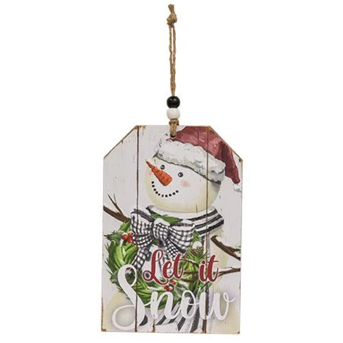 Set of 3 Christmas Snowman Beaded Wood Tags - Image 2