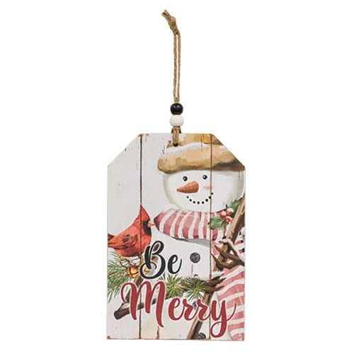 Set of 3 Christmas Snowman Beaded Wood Tags - Image 3