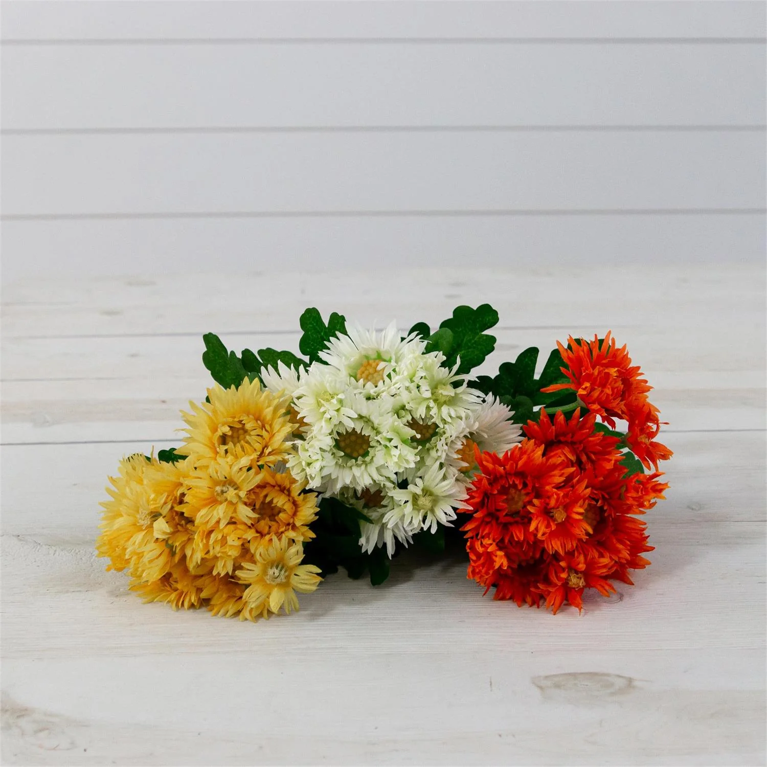 Set of 3 Chrysanthemums Yellow Bronze White 10" Faux Floral Stems - Image 2