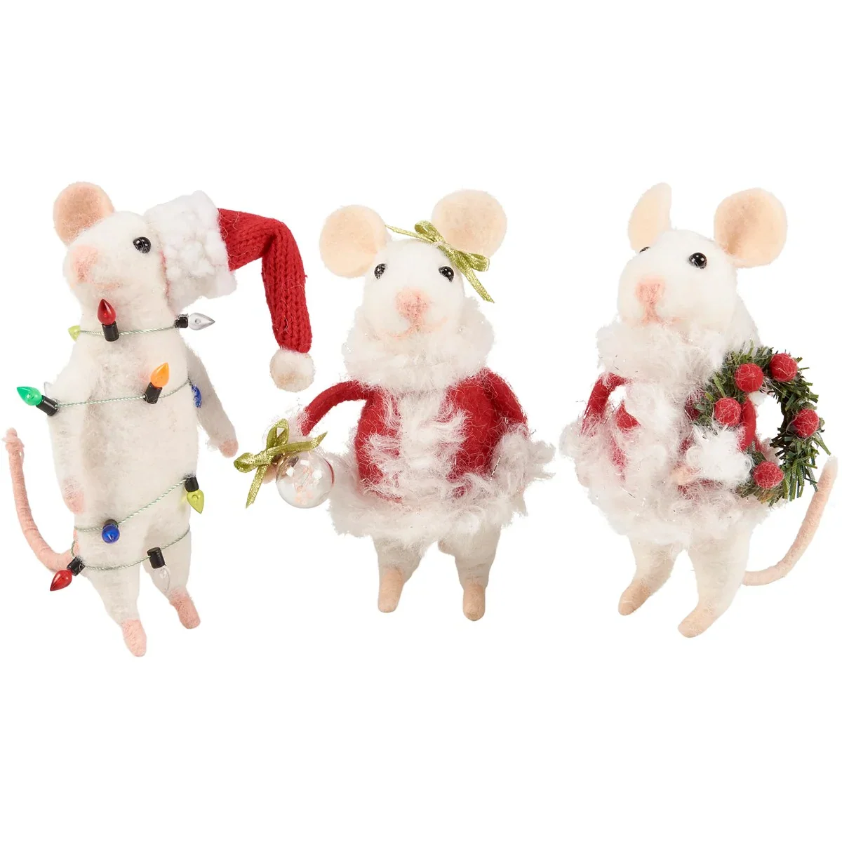 💙 Set of 3 Claus Family Christmas Felt Mice Figures