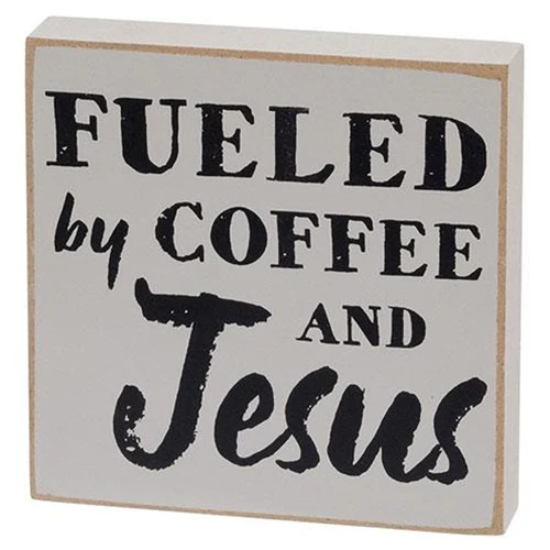 Set of 3 Coffee & Jesus 4" Wooden Square Block Signs - Image 3