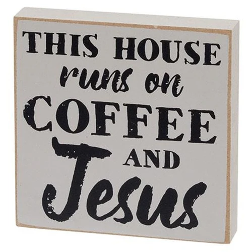 Set of 3 Coffee & Jesus 4" Wooden Square Block Signs - Image 4