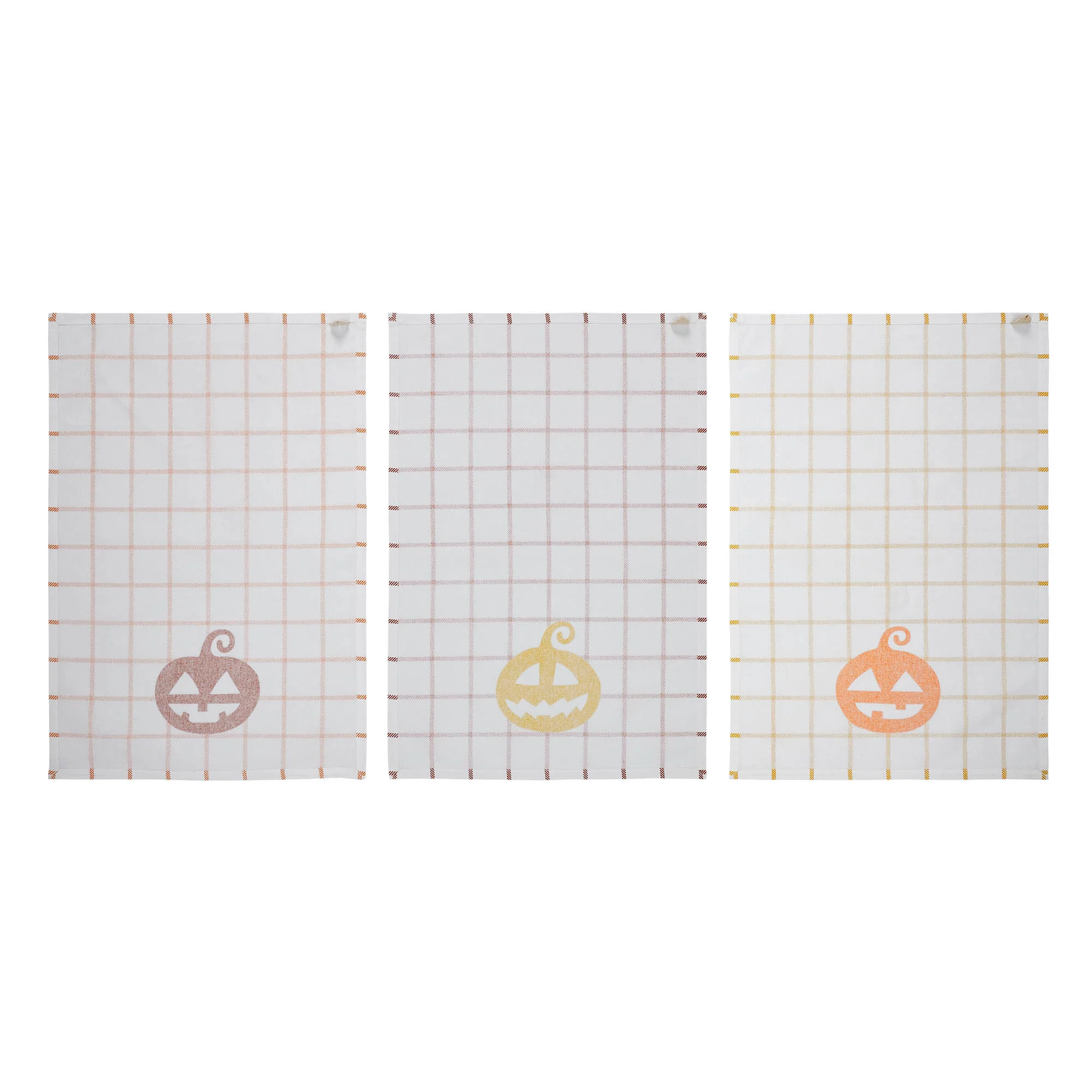 Set of 3 Country Halloween Jack O' Lanterns Tea Towels - Image 2