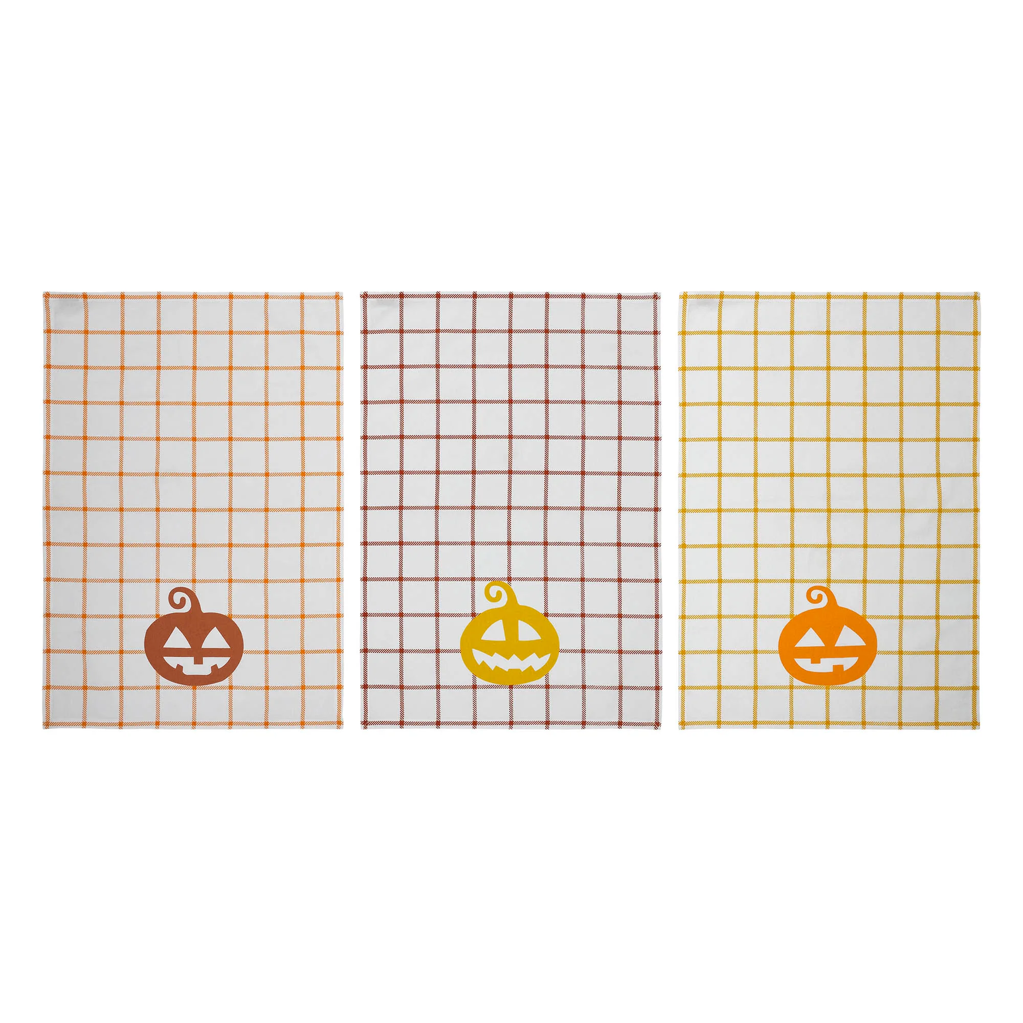 Set of 3 Country Halloween Jack O' Lanterns Tea Towels - Image 3