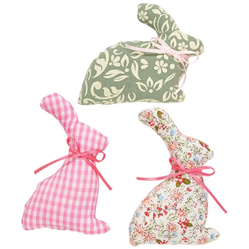 Set of 3 Cozy Floral Pattern Bunny Sitters