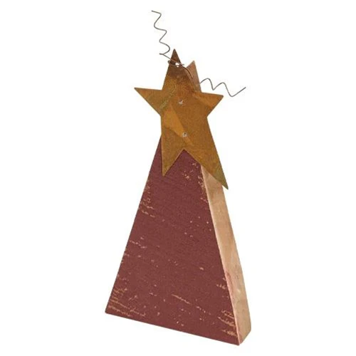 💙 Set of 3 Distressed Rustic Wood Red Christmas Trees - Image 2