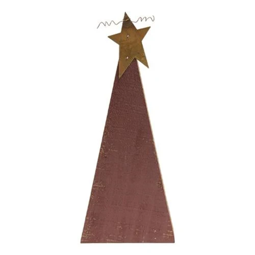 💙 Set of 3 Distressed Rustic Wood Red Christmas Trees - Image 3